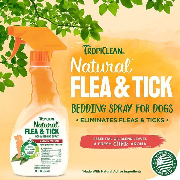 TropiClean Flea&Tick Спрей Максимальна сила від бліх і кліщів для собак, 473 мл, 473мл