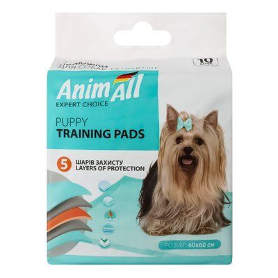 Пелюшки AnimAll Puppy Training Pads для собак і цуценят, 60х60 см (10 шт)