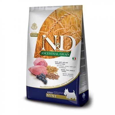 Farmina N&D Low Grain Lamb & Blueberry Adult Mini корм собак для дрібних порід ЯГНЯ і ЧОРНИЦЯ, 7кг