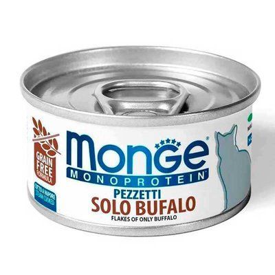 Monge Cat Monoprotein Flakes of Bufalo вологий корм для котів, м'ясні пластівці БУЙВОЛ, 80 г, 80г