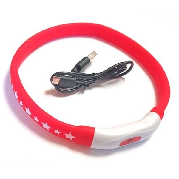 Нашийник AnimAll LED для собак з підзарядкою USB розмір M 55 см червоний, M 55 см