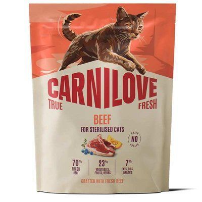 Carnilove True Fresh Sterilised Beef сухой беззерновой корм для стерилизованных кошек ГОВЯДИНА, 400г