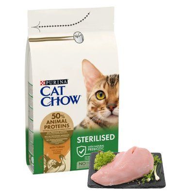 Cat Chow STERILISED TURKEY корм для стерилізованих кішок ІНДИЧКА, 15кг