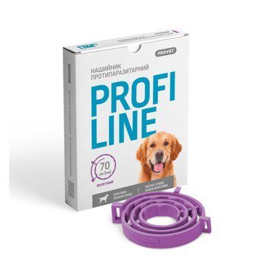 ProVet Profiline (ПрофіЛайн) нашийник від бліх та кліщів для собак та кішок, 70 см, зелений, фіолетовий