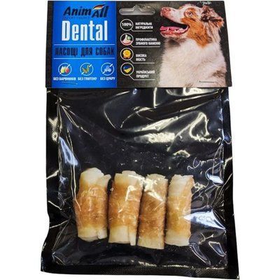 AnimAll Dental трубочка рулетик №2 з м"ясом курки, 5-6см, 4шт/уп