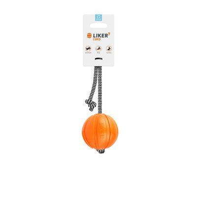 Collar Liker Cord (Лайкер) &ndash; м'яч-іграшка на шнурі для собак 7 см, 7см, Оранжевый