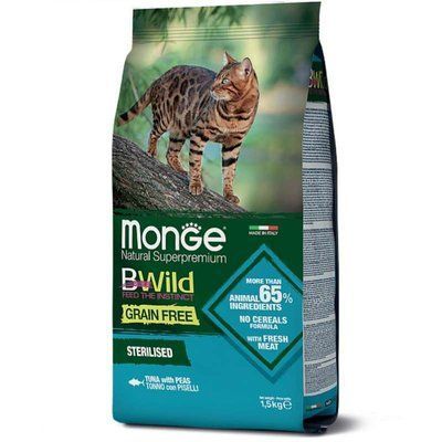 Monge Cat BWild Grain Free Sterilised Tuna беззерновий корм для стерилізованих котів ТУНЕЦЬ
