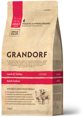 Grandorf (Грандорф) Lamb & Turkey Adult Indoor сухий корм для кішок ЯГНЯ та ІНДИЧКА, 8кг