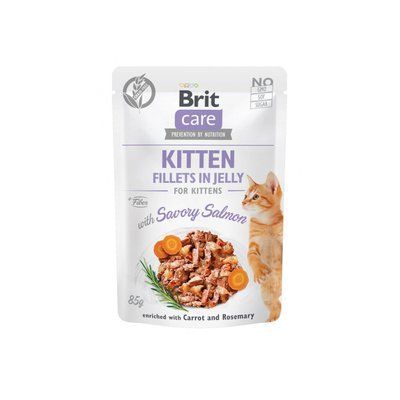 Brit Care Cat Kitten Fillets in Jelly Savory Salmon консерви для кошенят ПІКАНТНИЙ ЛОСОСЬ В ЖЕЛЕ, 85г