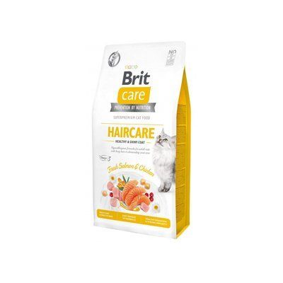 Brit Care GF HAIRCARE HEALTHY SKIN&COAT беззерновий корм для дорослих кішок (курка та лосось), 7кг