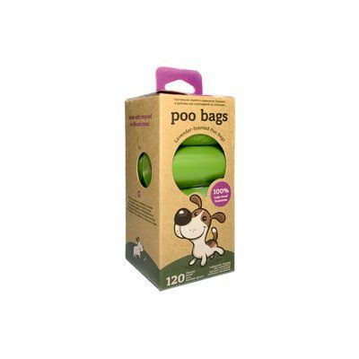 Poo Bags одноразові пакетики з ароматом лаванди 120 шт (8 рулонів по 15 пакетів), 8*15шт