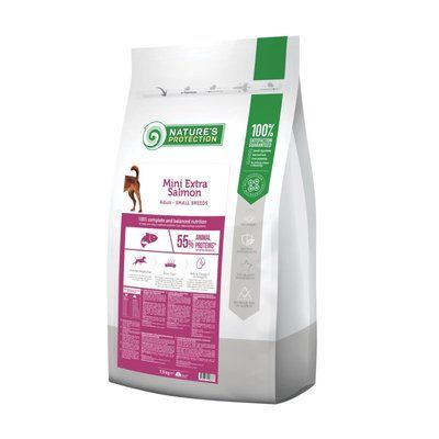 Natures Protection MINI EXTRA SALMON Корм для собак малих порід вагою від 1 до 10 кг ЛОСОСЬ, 7,5кг