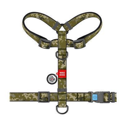 WAUDOG Шлея для собак анатомічна Н-подібна, "Мілітарі", L, Ш 25, А 50-90, В 60-100
