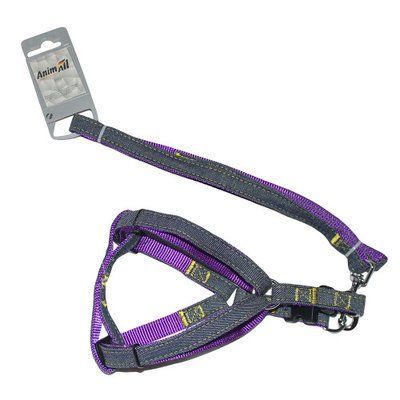Анималл поводок+шлея denim leash PURLE 10*1200mm