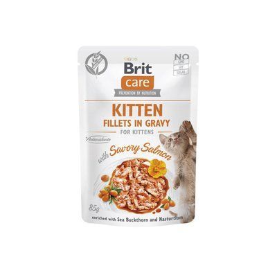 Brit Care Cat Kitten Fillets in Gravy Savory Salmon консерви для кошенят ЛОСОСЬ В СОУСІ, 85г