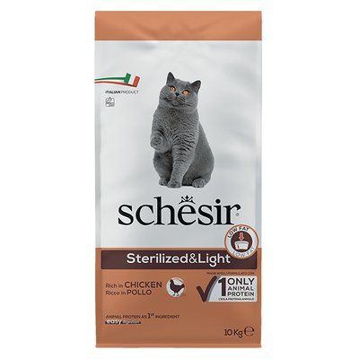 Schesir Cat Sterilised&Light монопротеїновий корм для стерилізованих котів з куркою, 10кг