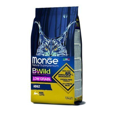 Monge Cat Bwild Low Grain Hare Meat сухий низькозерновий корм для котів ЗАЄЦЬ