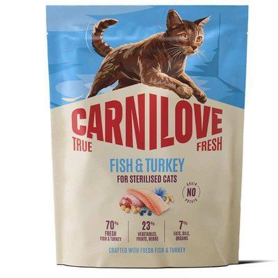 Carnilove True Fresh Sterilised Fish & Turkey сухой беззерновой корм для стерилизованных кошек РЫБА и ИНДЕЙКА, 400г