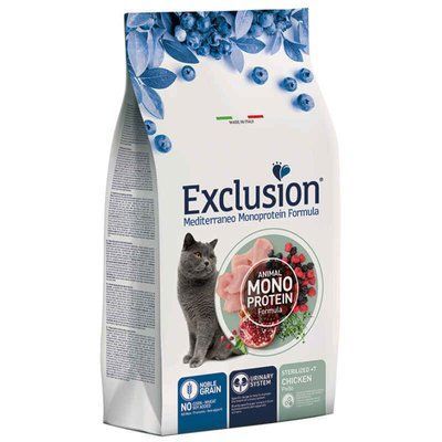 Exclusion Cat Sterilized +7 Chicken сухий монопротеїновий корм для стерил літніх котів, КУРКА, 300г