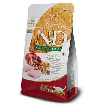 Farmina N&D Low Grain NEUTERED Chicken Adult сухий корм для котів, з куркою та гранатом, 10кг
