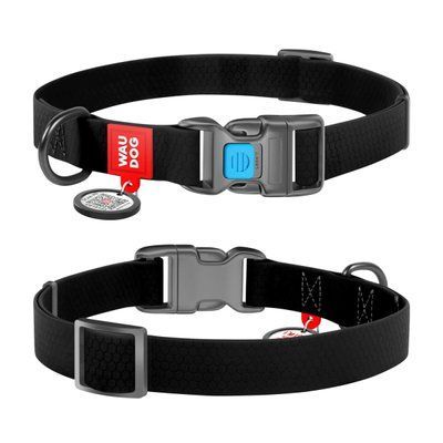 WAUDOG Waterproof Нашийник водостійкий з QR паспортом, Ш 15 мм, Дов 25-35 см чорний, S, Ш 15 мм, Д 23-35 см, чорний