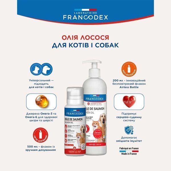 Francodex Salmon Oil масло лосося для собак и кошек, 200мл