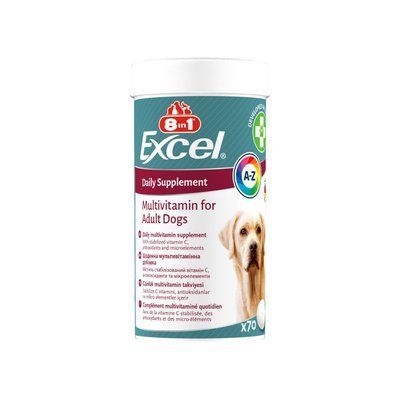 8in1 EXCEL MULTI VITAMIN ADULT (МУЛЬТИВІТАМІНИ) харчова добавка для собак, 70 табл.