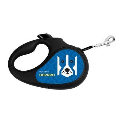 WAUDOG Поводок-рулетка для собак R-leash, рисунок "Патрон", S, до 15 кг, 5 м, светоотражающая лента