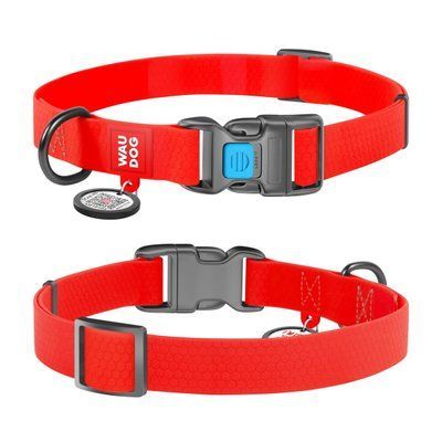 WAUDOG Waterproof Нашийник водостійкий з QR паспортом, Ш 15 мм, Дов 25-35 см, червоний, S, Ш 15 мм, Д 23-35 см, червоний