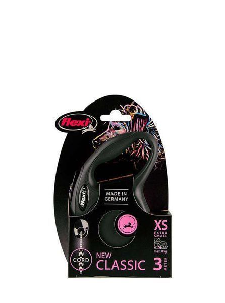 Рулетка FLEXI NEW CLASSIC XS 3m/8kg (трос) черная