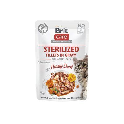 Brit Care Cat Fillets in Gravy Sterilized для стерилізованих котів з КАЧКОЮ В СОУСІ, 85г