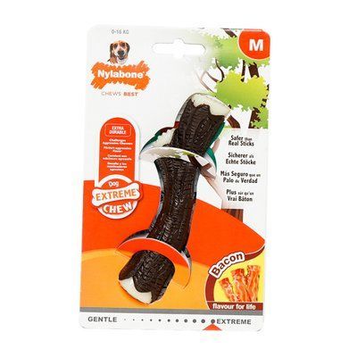 Nylabone Extreme Chew Wooden Stick НІЛАБОН ГІЛКА жувальна іграшка для собак до 16кг, смак бекону, M