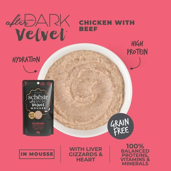 Schesir After Dark Chicken With Beef ШЕЗИР КУРИЦА С ГОВЯДИНОЙ мусс, натуральные консервы для кошек, пауч 80г, 80г