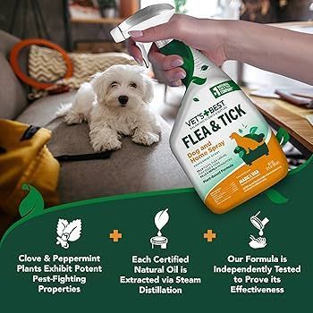Vet's Best Flea & Tick Home Spray For Dog Cottonspice Универсальный спрей от насекомых с ароматом хлопка и специй для дома и для собак, 945 мл, 945 мл
