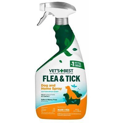 Vet's Best Flea & Tick Home Spray For Dog Cottonspice Универсальный спрей от насекомых с ароматом хлопка и специй для дома и для собак, 945 мл, 945 мл