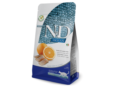 Farmina N&D Grain Free Ocean Herring & Orange Adult беззерновий для стериліз. котів ОСЕЛЕДЕЦЬ, 1,5кг