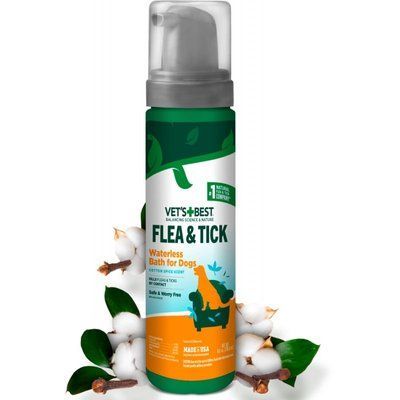Vet's Best Flea & Tick Waterless Dog Bath Cottonspice Пенка-шампунь от блох и клещей с ароматом хлопка и специй для собак, 236 мл, 236мл