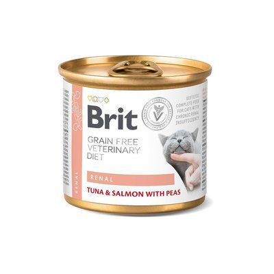 Brit GF Veterinary Diets Renal для дорослих котів з хронічною нирковою недостатністю з ТУНЦЕМ, 200 г, 200г
