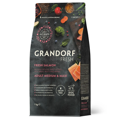 Grandorf FRESH SALMON & SWEET POTATO ADULT DOG MEDIUM & MAXI - Сухий корм для дорослих собак середніх та великих порід з лососем та бататом
