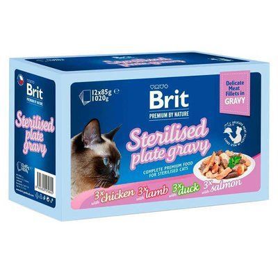 Brit Premium Cat Sterilised Family Plate Delicate Fillets набір для стерилізованих в соусі, 12x85г