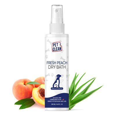 Pet Clean DRY BATH-FRESH PEACH Сухий шампунь для домашніх тварин з ароматом персику, 250мл, 250мл