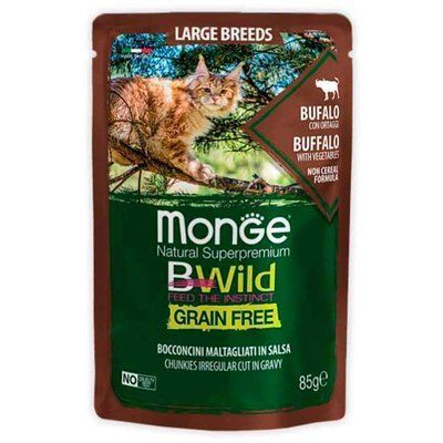 Monge Cat Wet Bwild Grain Free буйвол (для котів великих порід з 2-х місяців) пауч, 85г, 85г