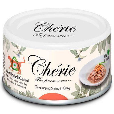 Cherie 80g Hairball вологий корм для котів з тунцем та креветками в соусі, 80г