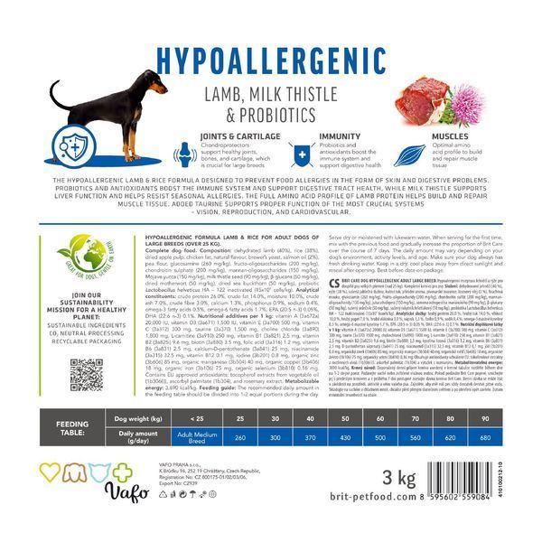 Brit Care Dog Hypoallergenic Adult Large Breed Lamb сухий корм для собак великих порід ЯГНЯ, 1кг