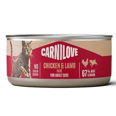 Carnilove Chicken & Lamb вологий корм для котів, паштет КУРКА та ЯГНЯ, 100г