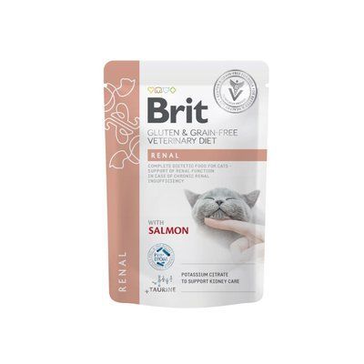 Brit GF Veterinary Diets Cat Renal Salmon для котів з хронічною нирковою недостатністю ЛОСОСЬ, 85г, 85г