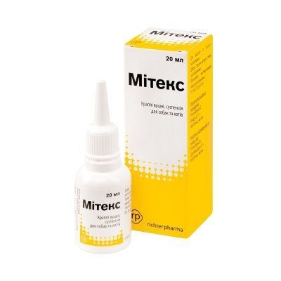 Мітекс краплі вушні для тварин, 20 мл - Richter Pharma, 20мл