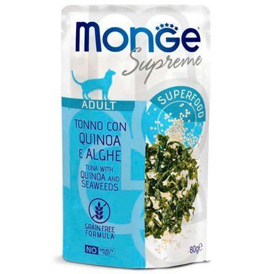 Monge Supreme Adult Cat вологий корм для котів ТУНЕЦЬ, КІНОА та МОРСЬКІ ВОДОРОСТІ, 80г