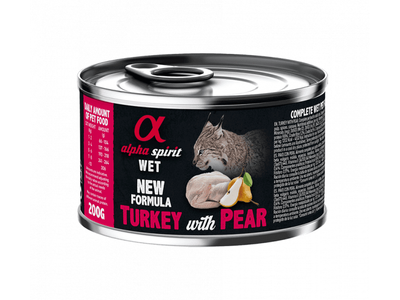 Alpha Spirit Wet Turkey with Pear повнораціонний вологий корм для котів ІНДИЧКА та ГРУША, 200г, 200г