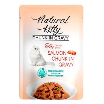 Natural Kitty Chunk in Gravy Chicken with Salmon шматочки курки та лосося в соусі, 85 г, 85г